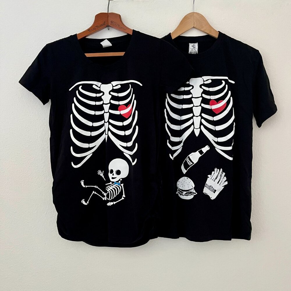 Maternity Halloween costume t-shirts baby boy skeleton - Picture 1 of 4